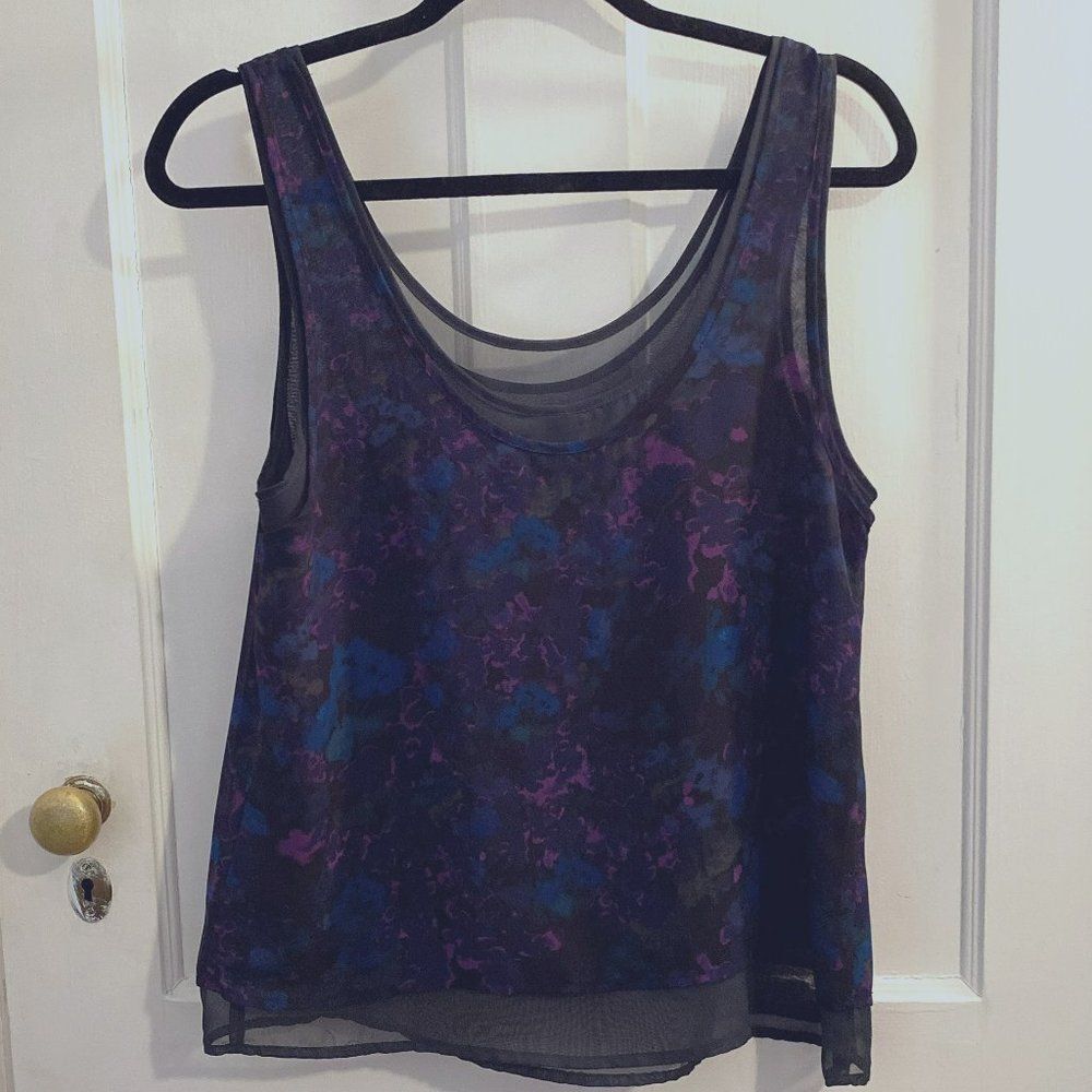 Sparkle and Fade Sheer Sleeveless Scoop-neck Top with Sheer Black Lining…